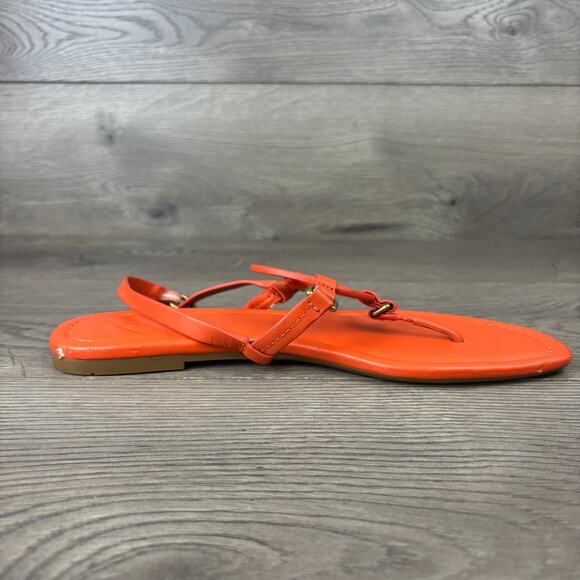 Coach Jeri Thong Sandals Women's Size 8 Orange Leather Logo Flats G4910 - Picture 8 of 16